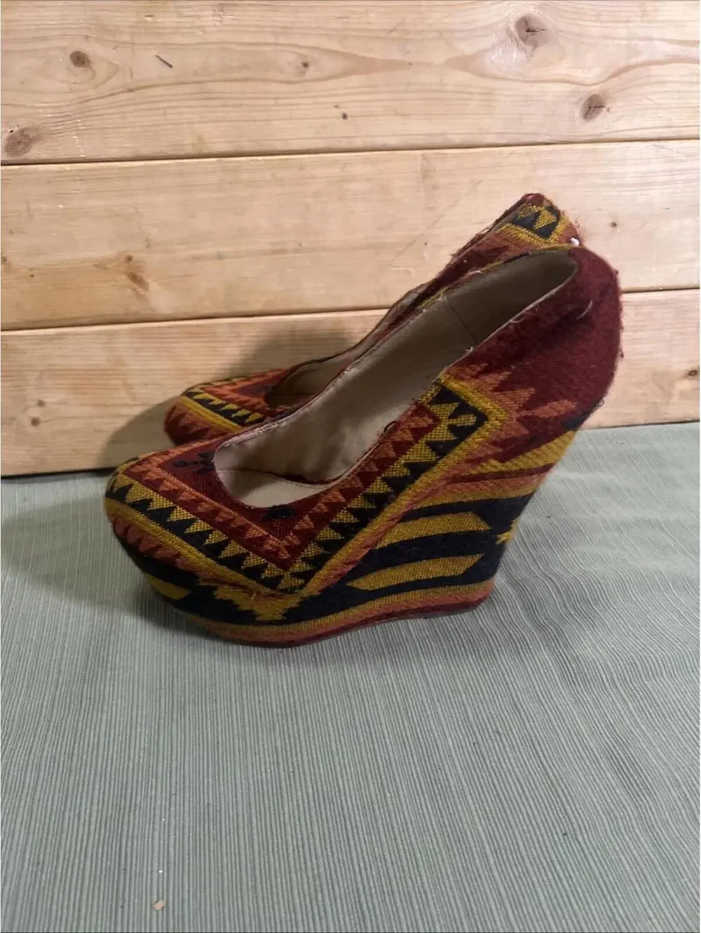 Steve Madden Pammyy Bohemian Aztec Womens Y2K Platform Wedge Heels Size 7 M